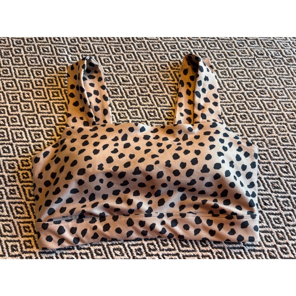 Gilly Hicks Animal Print Strappy Back Sports Bra Tan Black Large